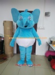 Blue elephant with diaper fur mascot costume