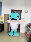 Sky blue dolphin animal mascot costume