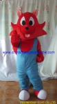 Red cat cartoon mascot costume