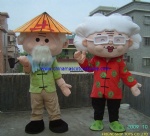 Old man and Old woman human mascot costume